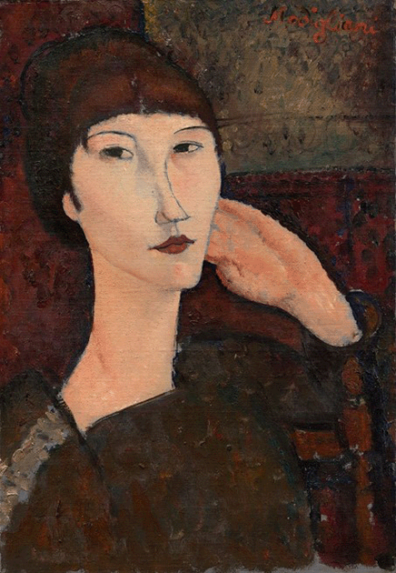 亞美迪歐·莫迪利亞尼，《阿德里安（帶劉海的女人）》，1917年作 華盛頓國家藝術館館藏